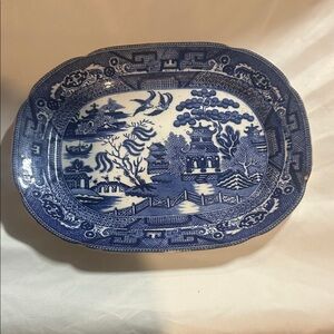 Vintage/Antique Allerton's Blue Willow Platter Serving Dish w/
Makers Mark